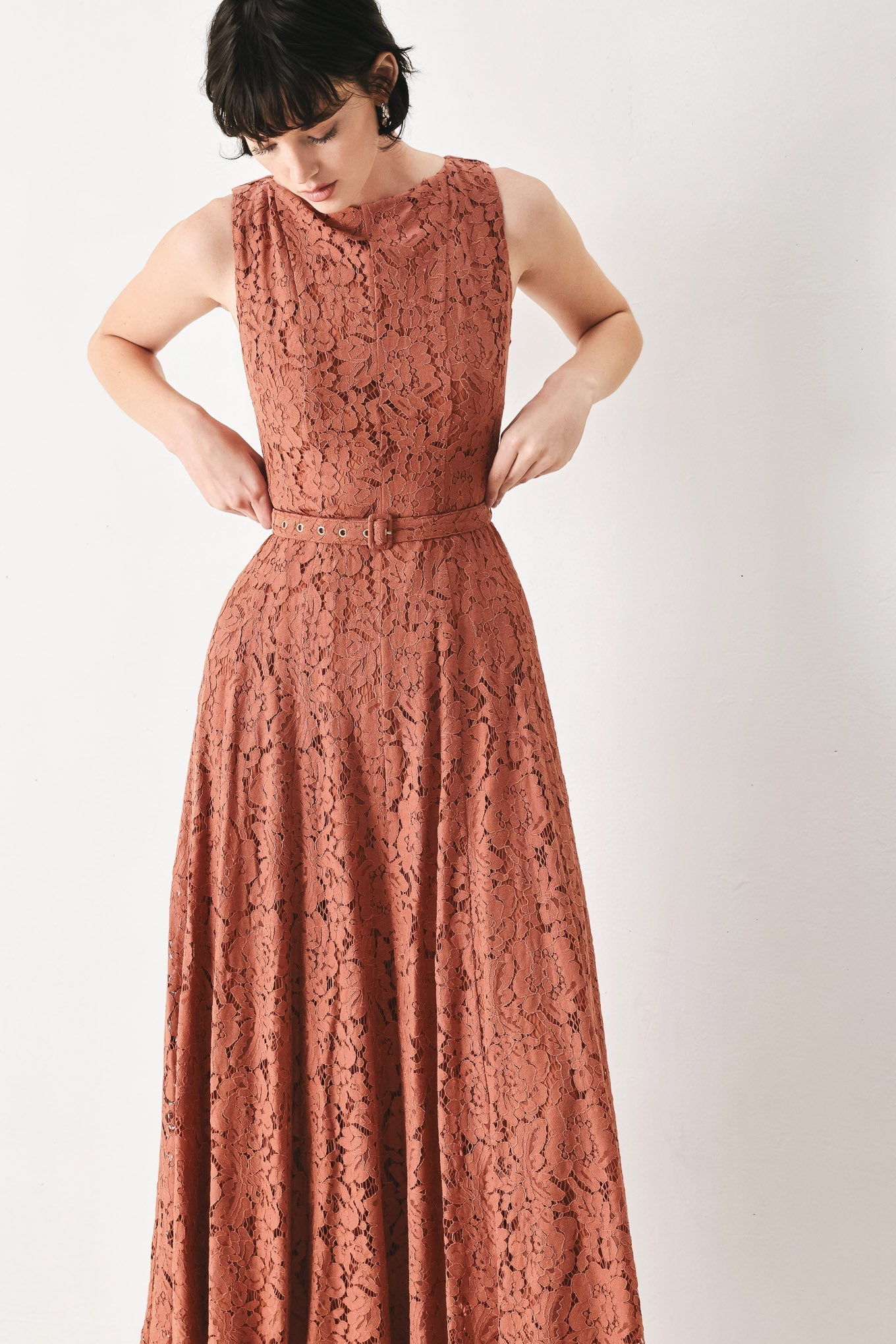 TRUE ROMANCE WOVEN LACE MIDI DRESS Flying Tomato