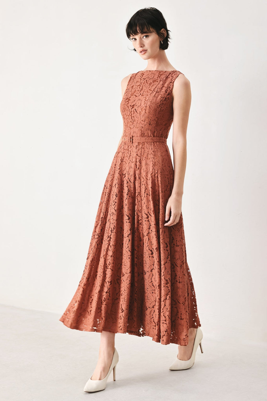 TRUE ROMANCE WOVEN LACE MIDI DRESS Flying Tomato