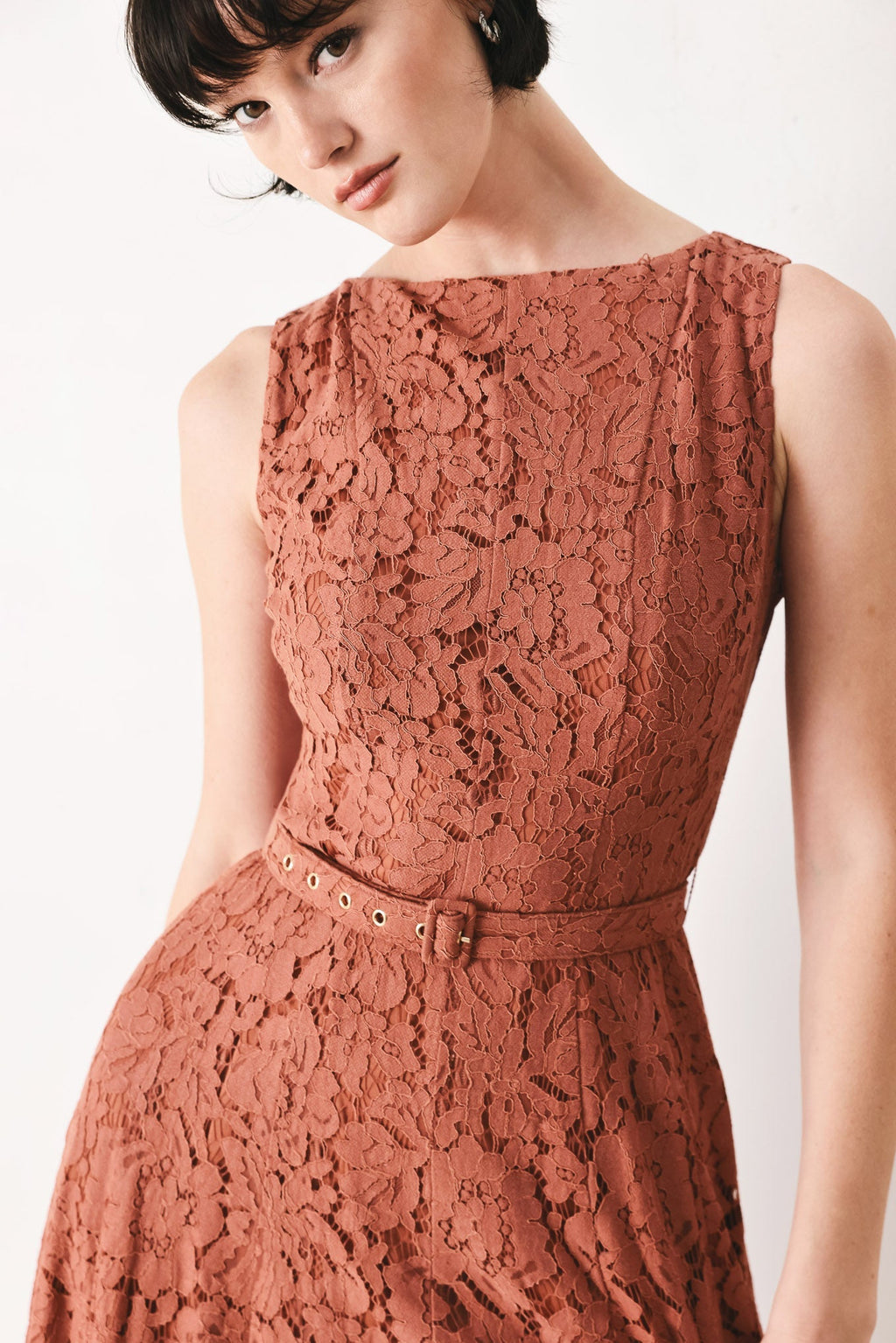 TRUE ROMANCE WOVEN LACE MIDI DRESS Flying Tomato