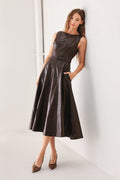 DARK TRUFFLE FAUX LEATHER MIDI DRESS Flying Tomato