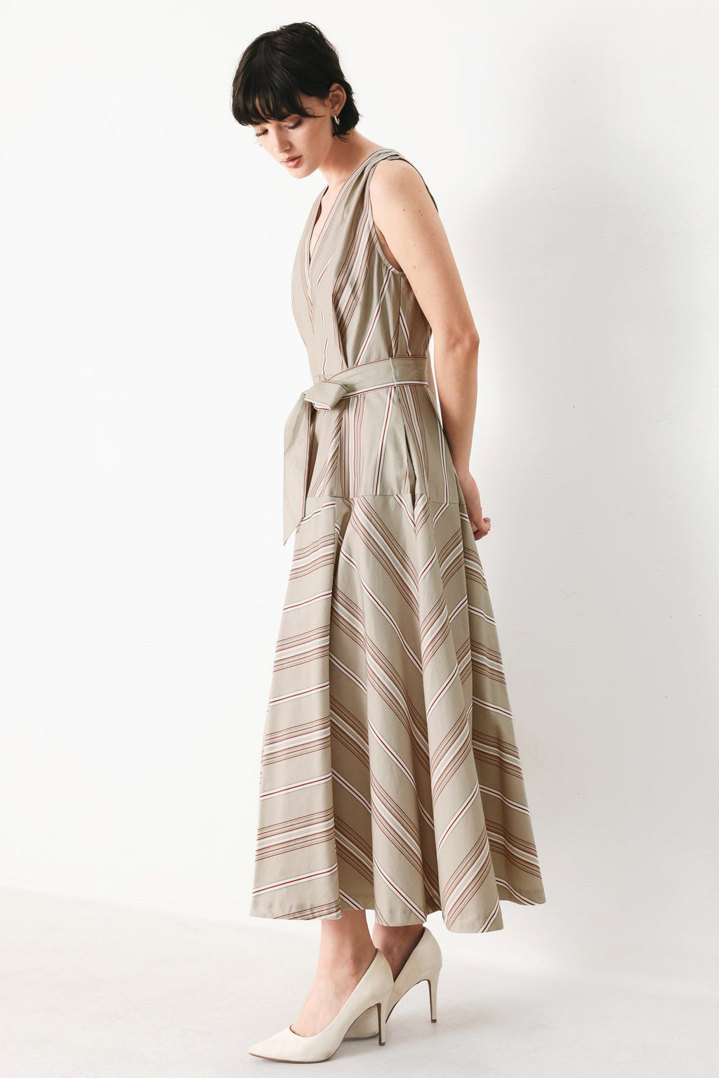 SWEET STRIPE WOVEN MIDI DRESS Flying Tomato