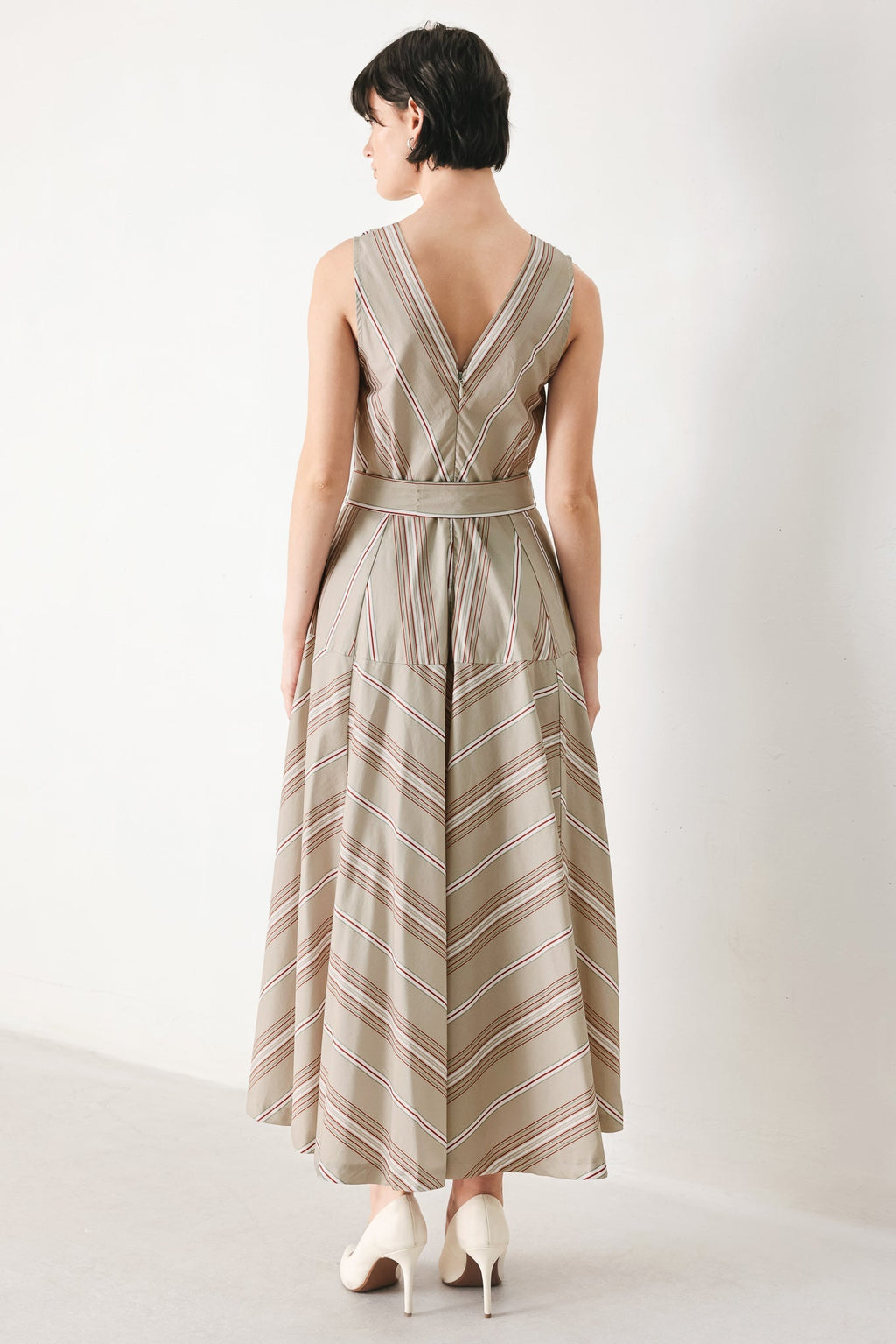 SWEET STRIPE WOVEN MIDI DRESS Flying Tomato
