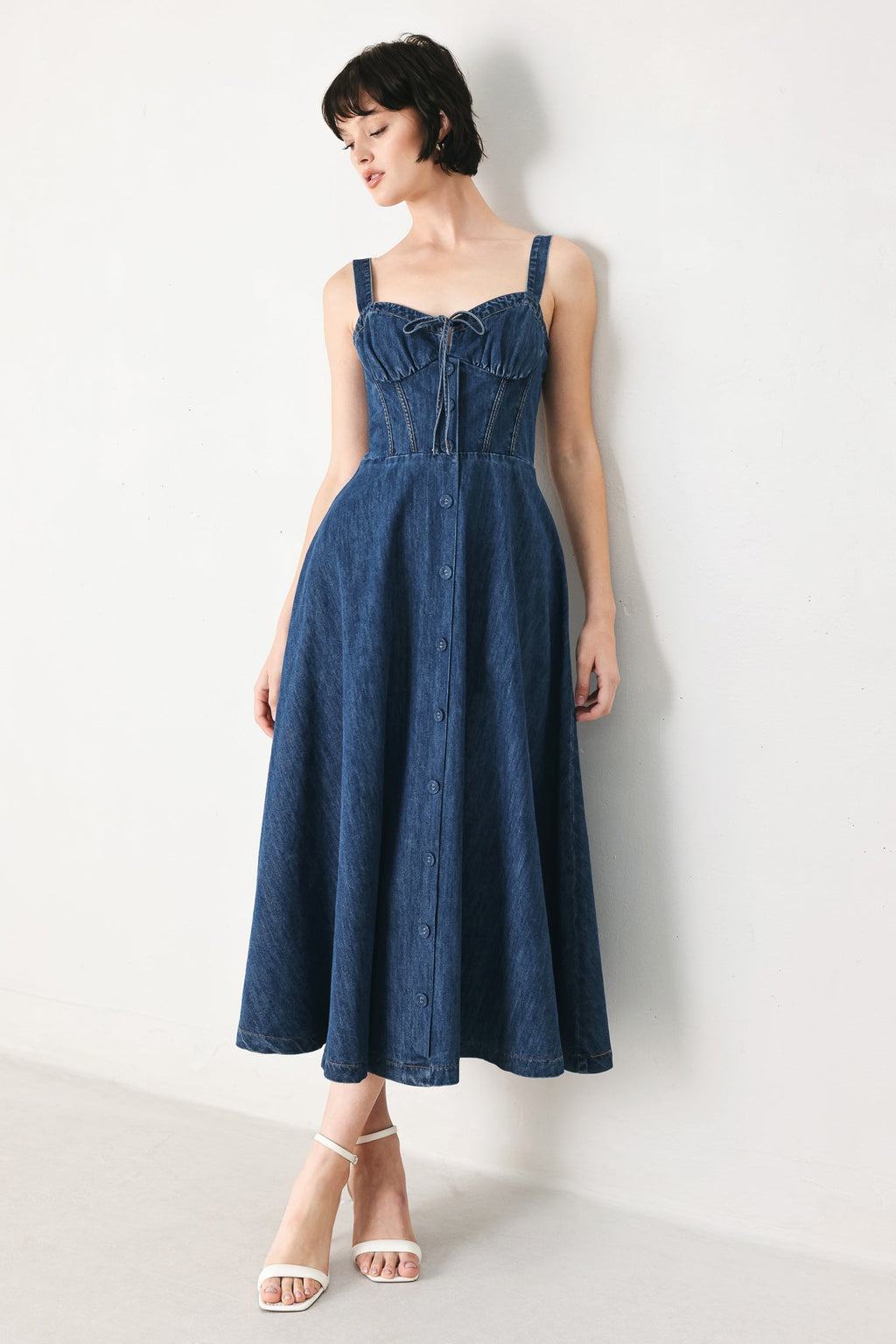 BLUE CRUSH DENIM MIDI DRESS Flying Tomato