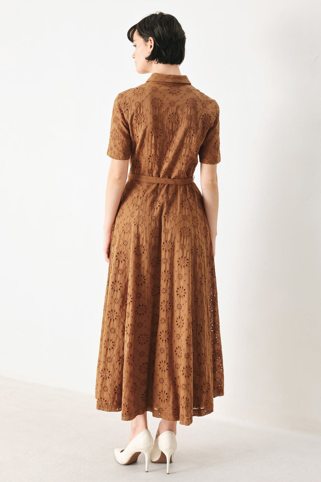 TIMELESS LOVE WOVEN EYELET MIDI DRESS Flying Tomato