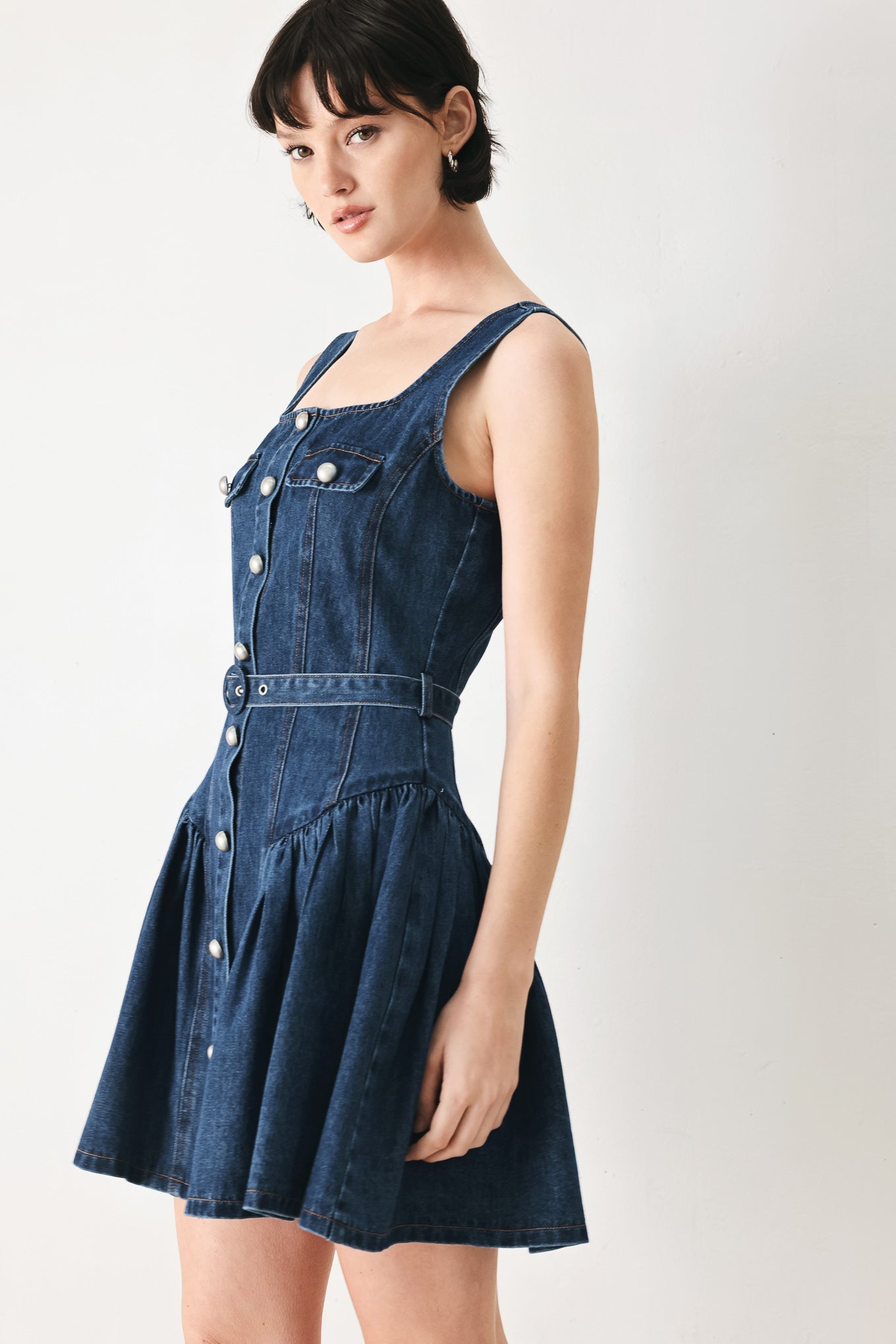 BABY BLUE LOVE DENIM MINI DRESS Flying Tomato