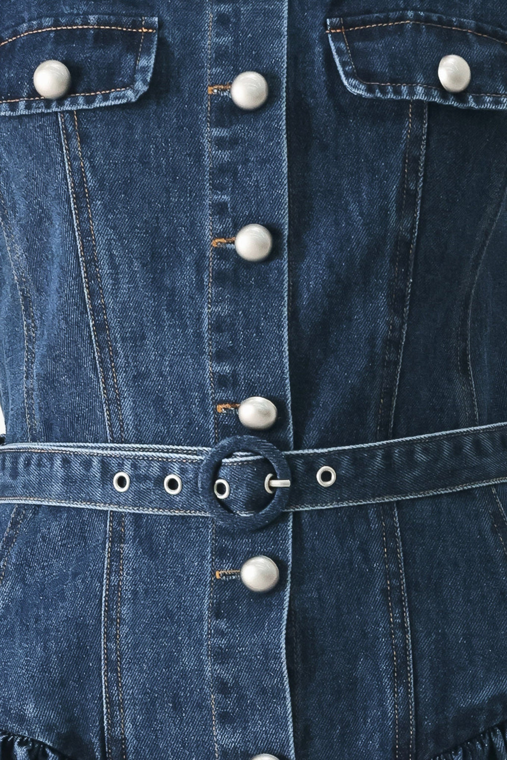 BABY BLUE LOVE DENIM MINI DRESS Flying Tomato