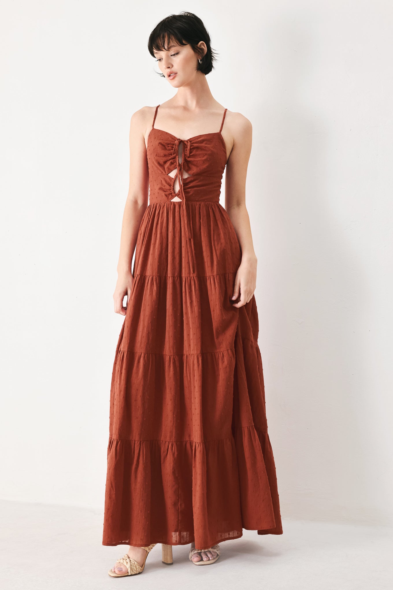 TERRACOTTA SUNSET WOVEN MAXI DRESS Flying Tomato