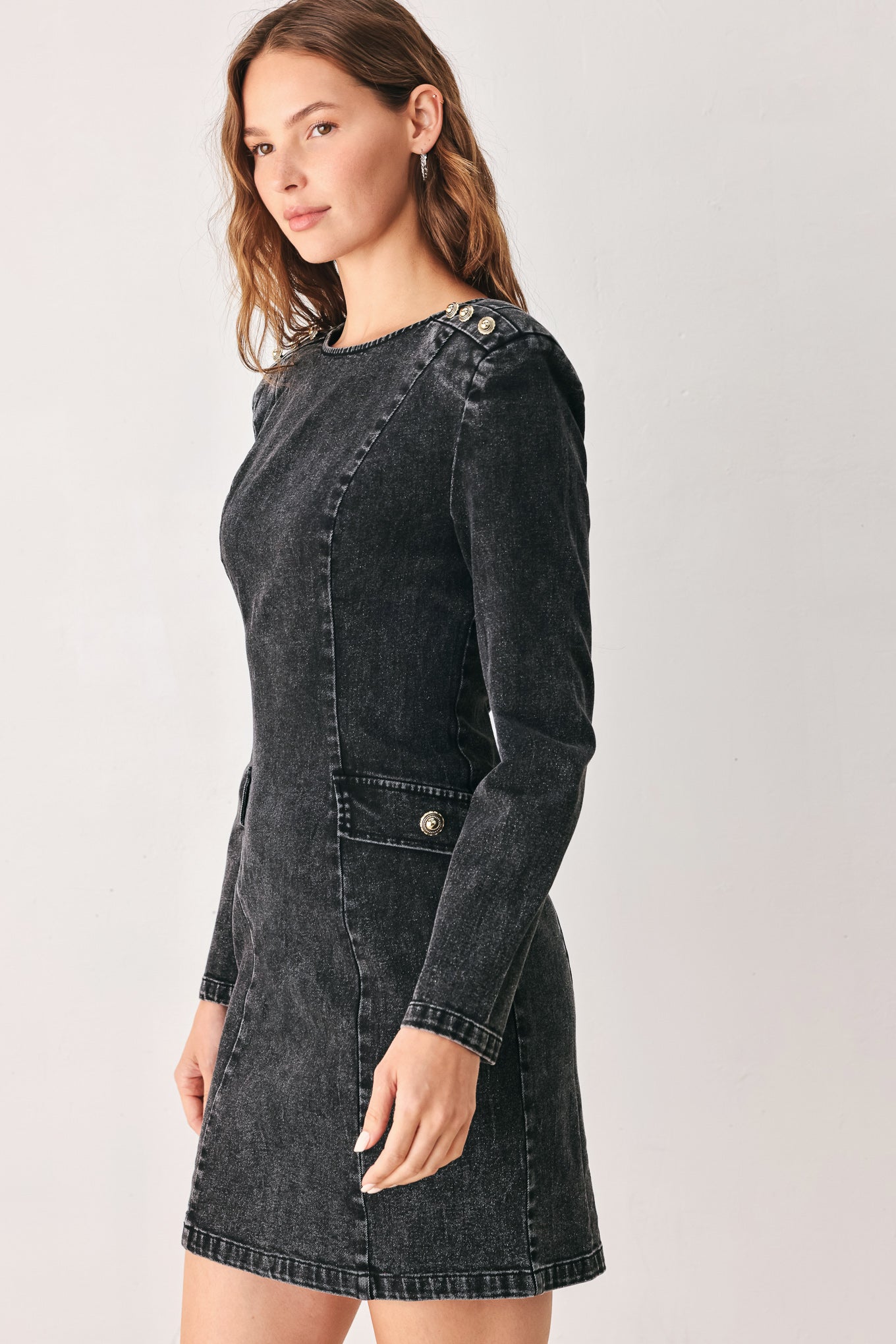 ONYX ACID-WASH DENIM MINI DRESS Flying Tomato