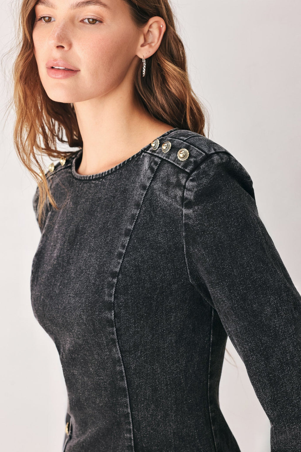ONYX ACID-WASH DENIM MINI DRESS Flying Tomato