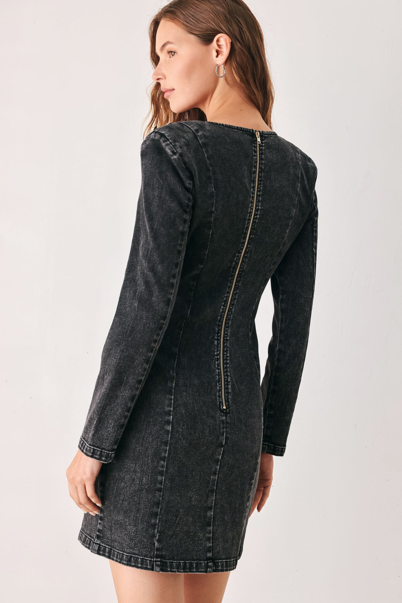 ONYX ACID-WASH DENIM MINI DRESS Flying Tomato