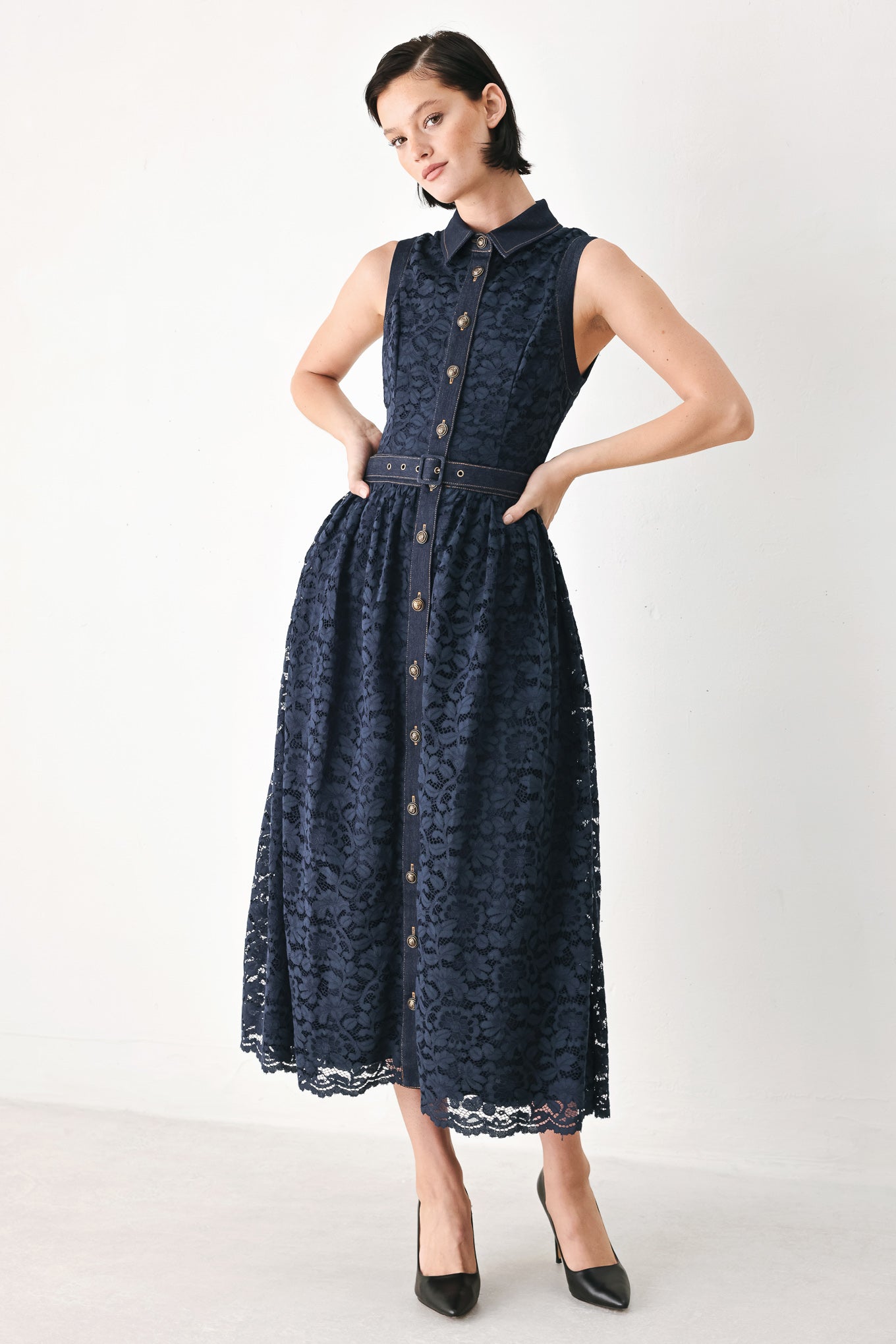 EVENING LACE CHAPTER WOVEN MIDI DRESS Flying Tomato