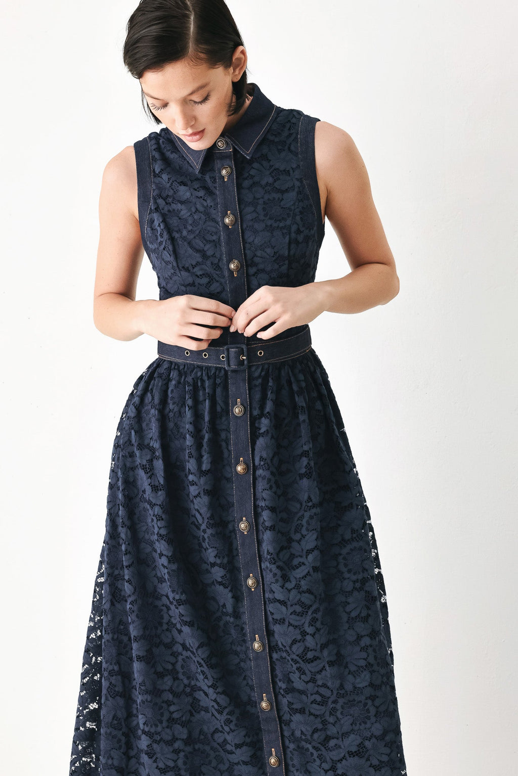 EVENING LACE CHAPTER WOVEN MIDI DRESS Flying Tomato