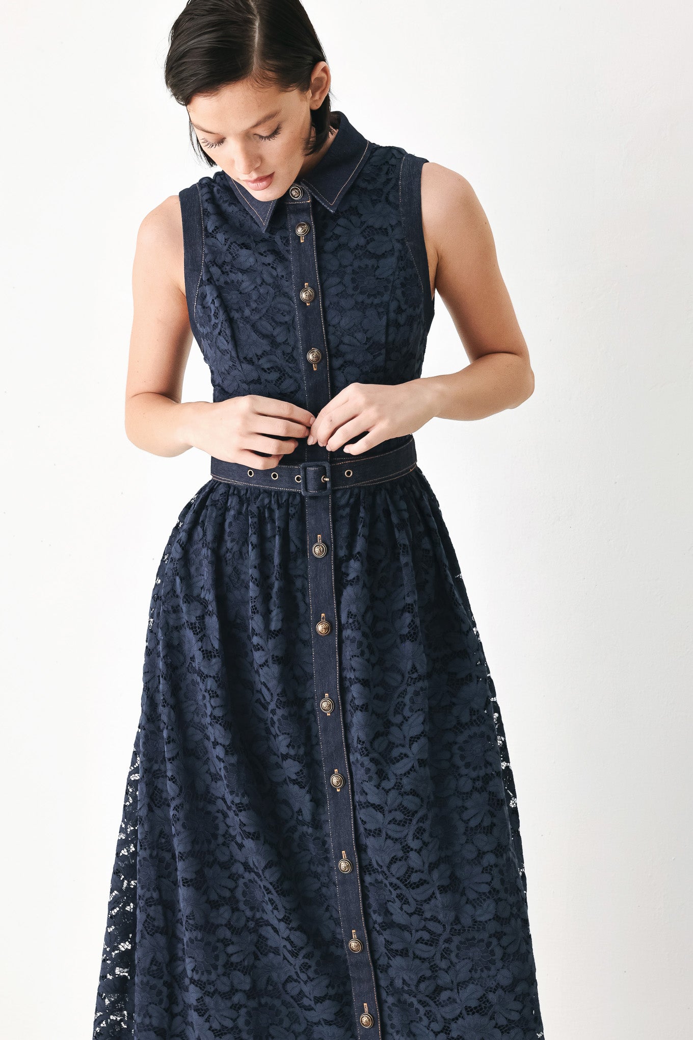 EVENING LACE CHAPTER WOVEN MIDI DRESS Flying Tomato