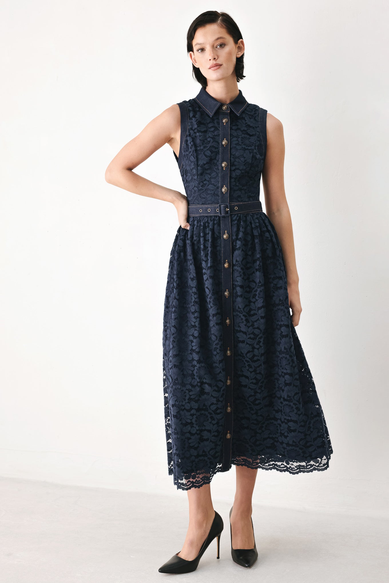 EVENING LACE CHAPTER WOVEN MIDI DRESS Flying Tomato