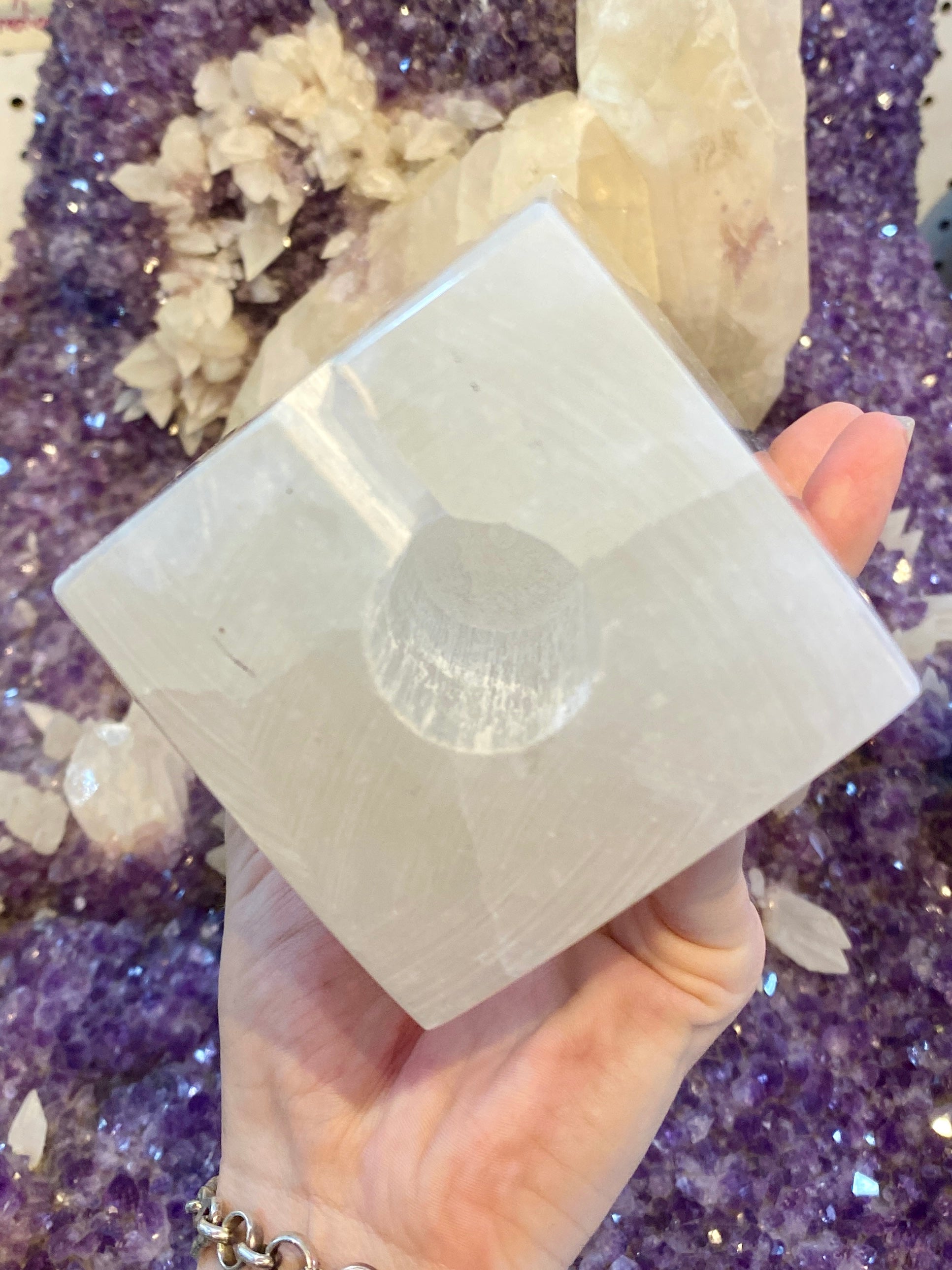 Selenite Lamp 8” Rectangle | Satin Spar Cleansing Crystal Curious Muse Crystals