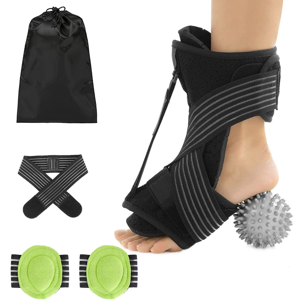 Plantar Fasciitis Night Splint Adjustable Foot Orthotic Brace Support Achilles Tendonitis Ankle Pain Relief Hard Spiky Massage Ball 2 Arch Support Ban Best Product Finds