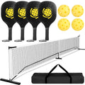 Portable Pickleball Net Set 22ft Regulation Size Net Pickle Ball Net System with 4 Pickleballs 4 Paddles Carrying Bag for Driveway Backyard Best Product Finds