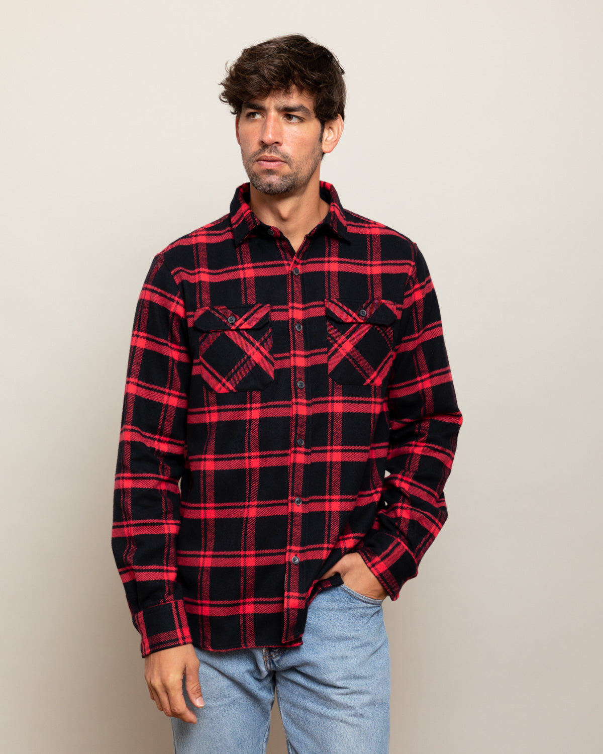 Field Grand Flannel, Huntsman Plaid in Black MuskOx Flannels