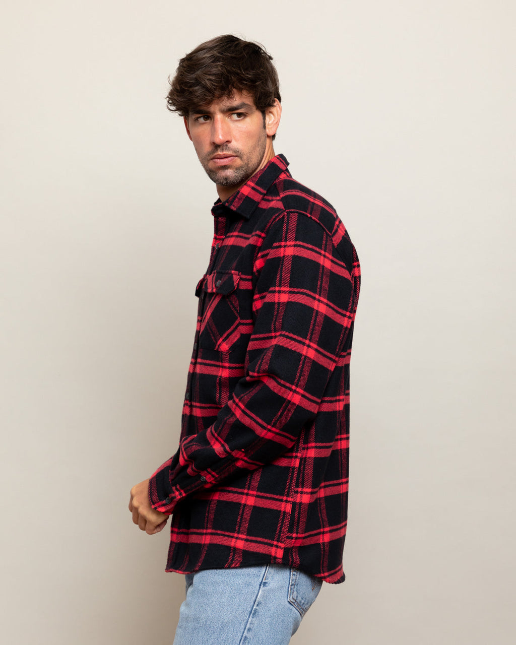 Field Grand Flannel, Huntsman Plaid in Black MuskOx Flannels