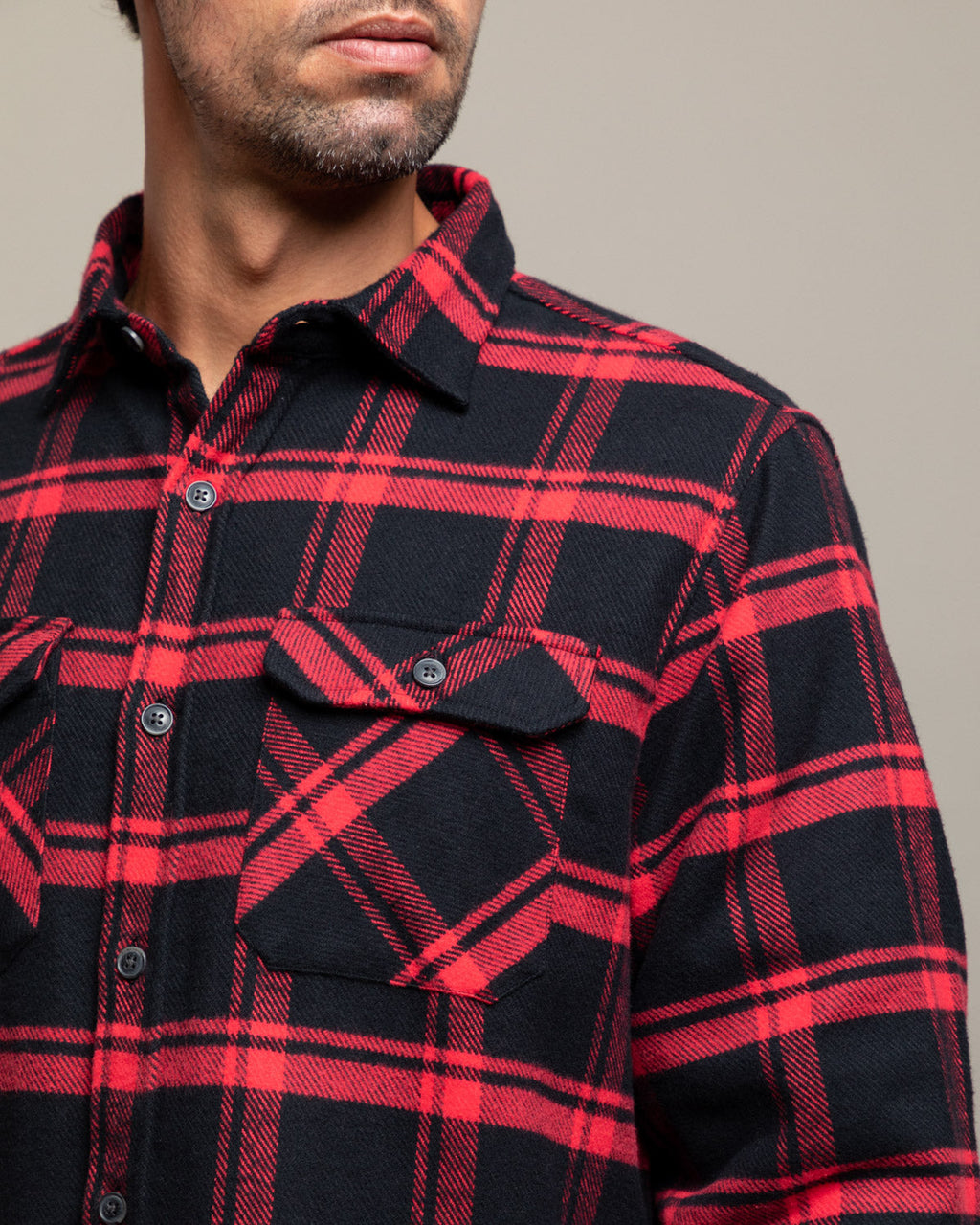 Field Grand Flannel, Huntsman Plaid in Black MuskOx Flannels