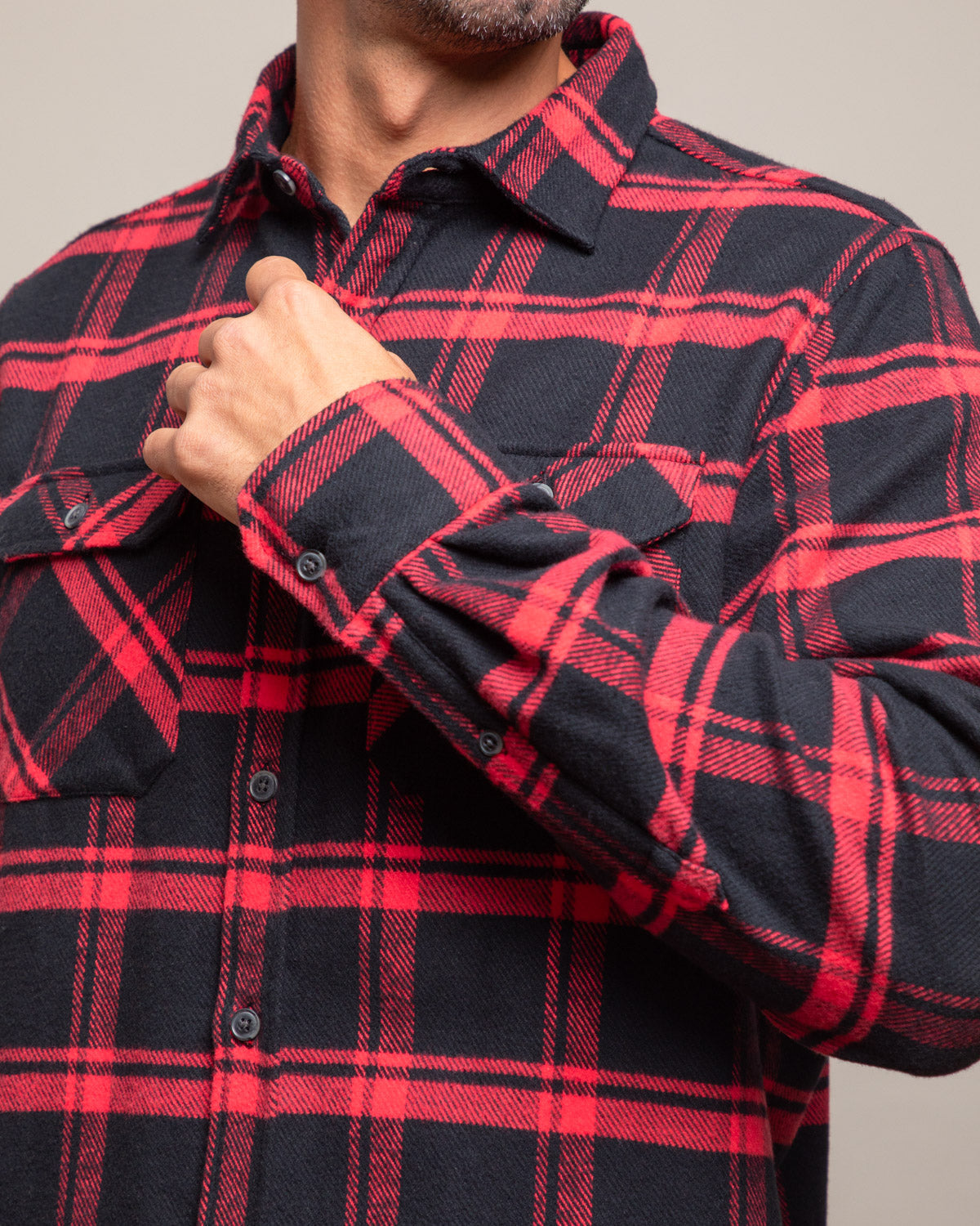 Field Grand Flannel, Huntsman Plaid in Black MuskOx Flannels