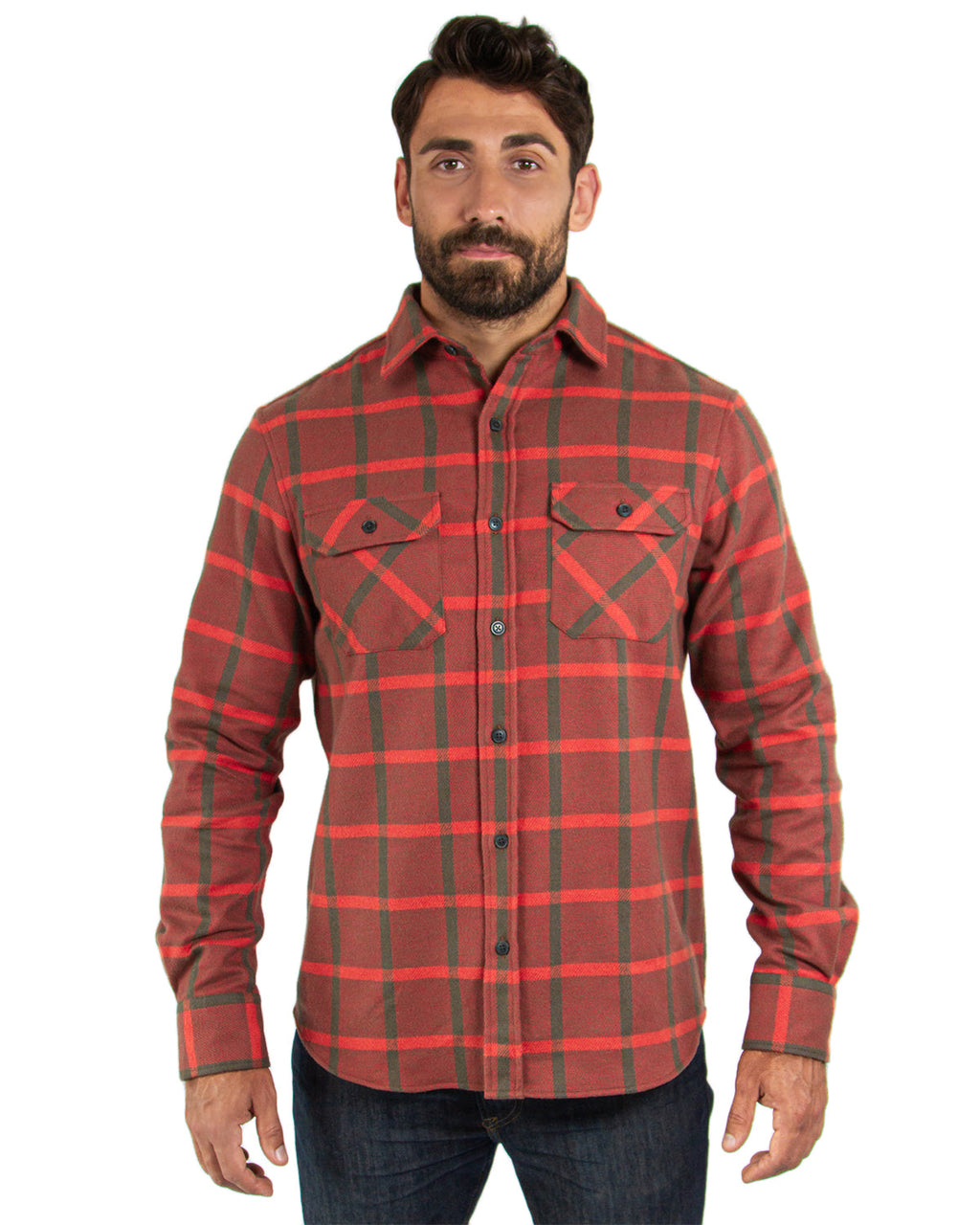 Field Grand Flannel, Brick Windowpane MuskOx Flannels