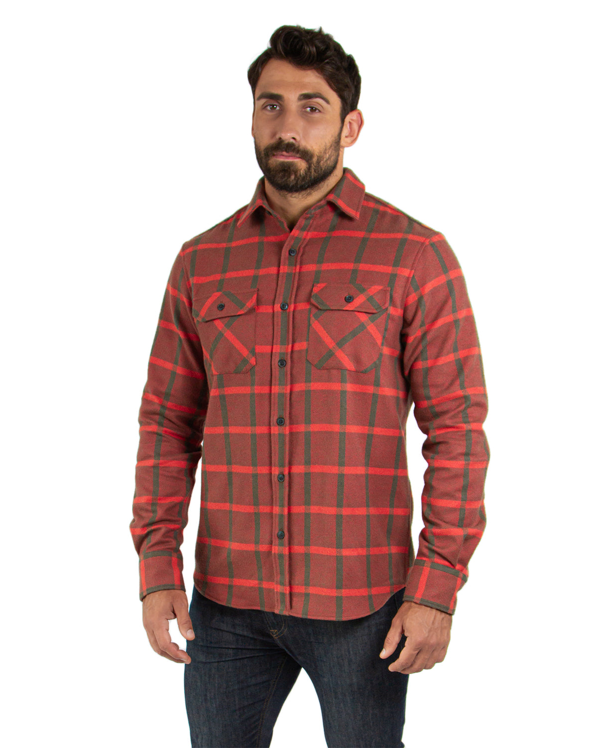 Field Grand Flannel, Brick Windowpane MuskOx Flannels
