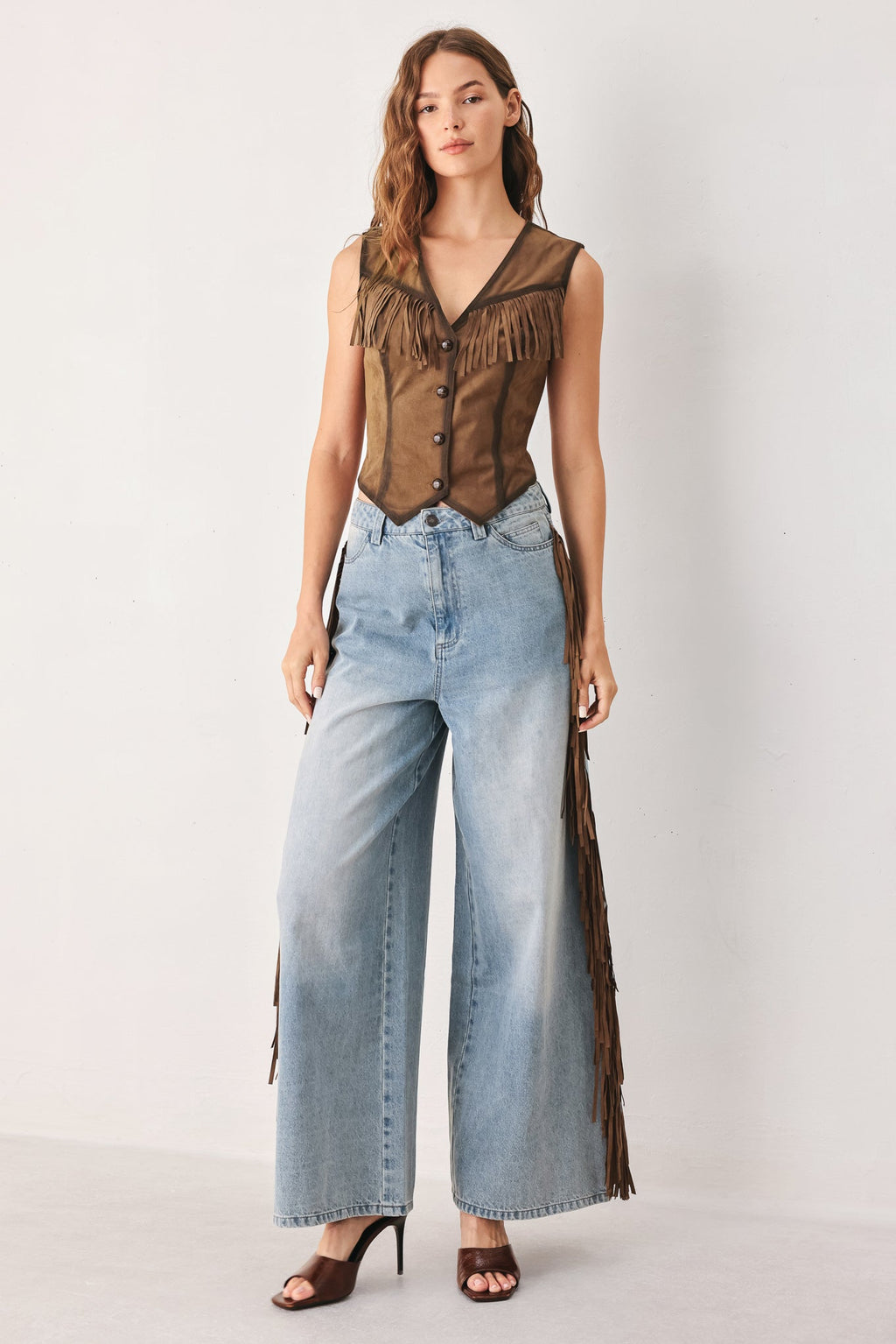 NASHVILLE SIDE FAUX SUEDE VEST Flying Tomato