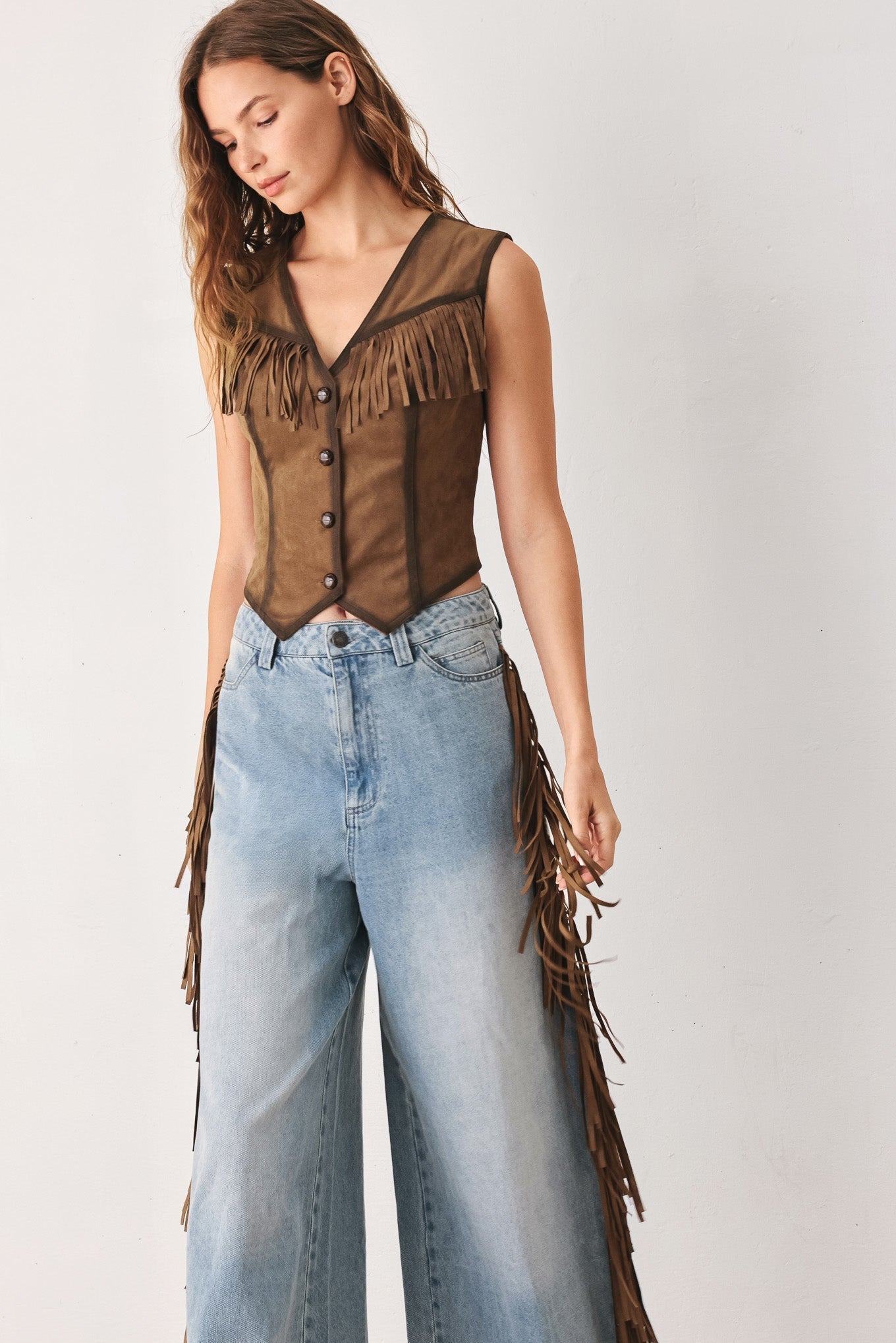 NASHVILLE SIDE FAUX SUEDE VEST Flying Tomato