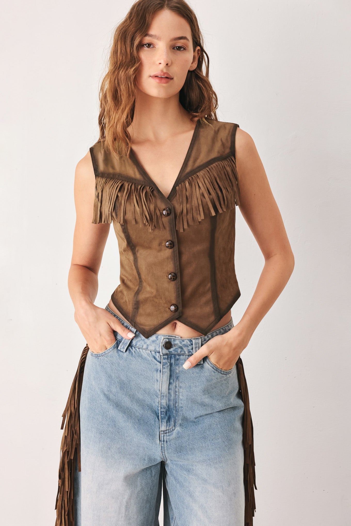 NASHVILLE SIDE FAUX SUEDE VEST Flying Tomato