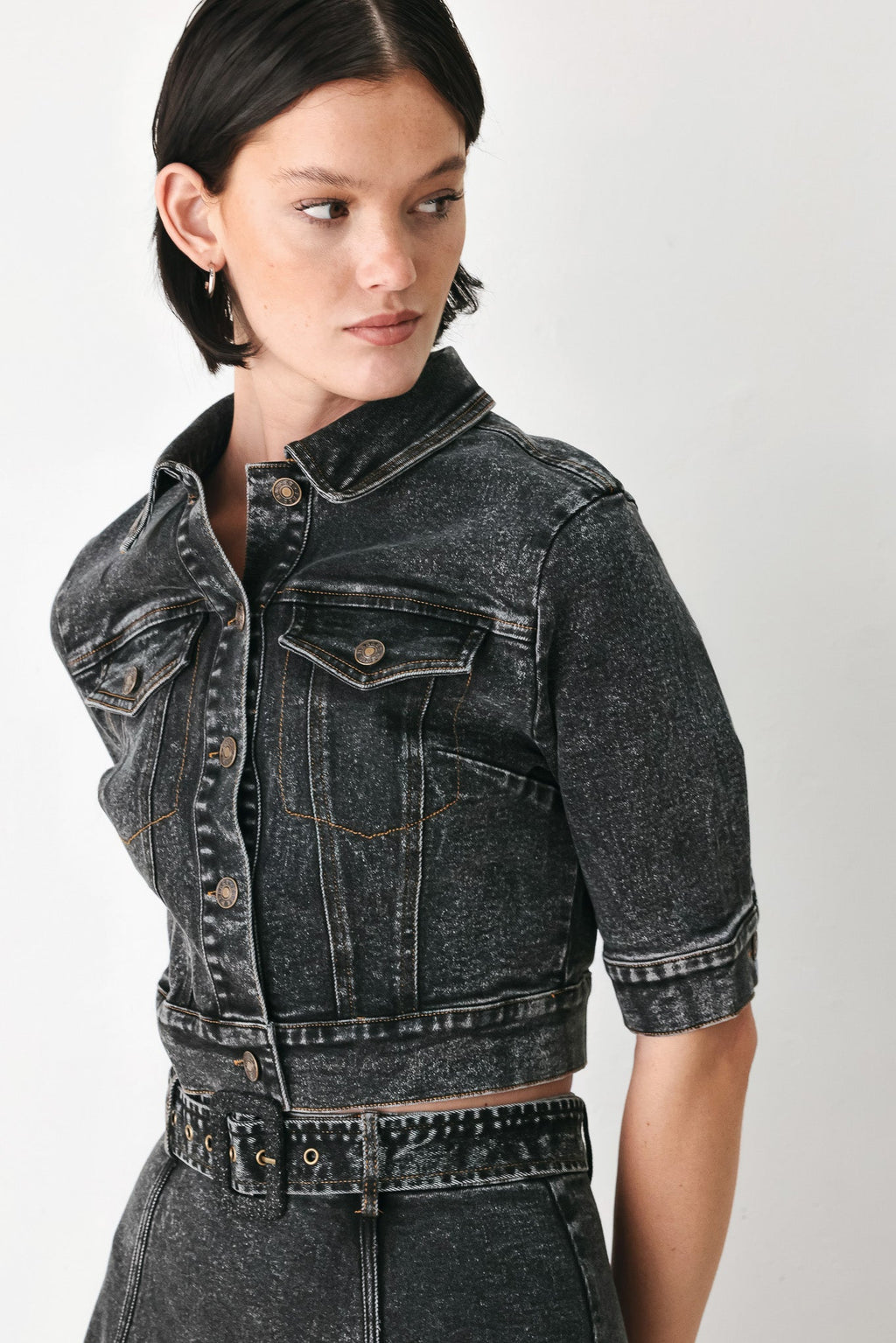 SHADOW STITCH ROMANCE DENIM CROP JACKET Flying Tomato