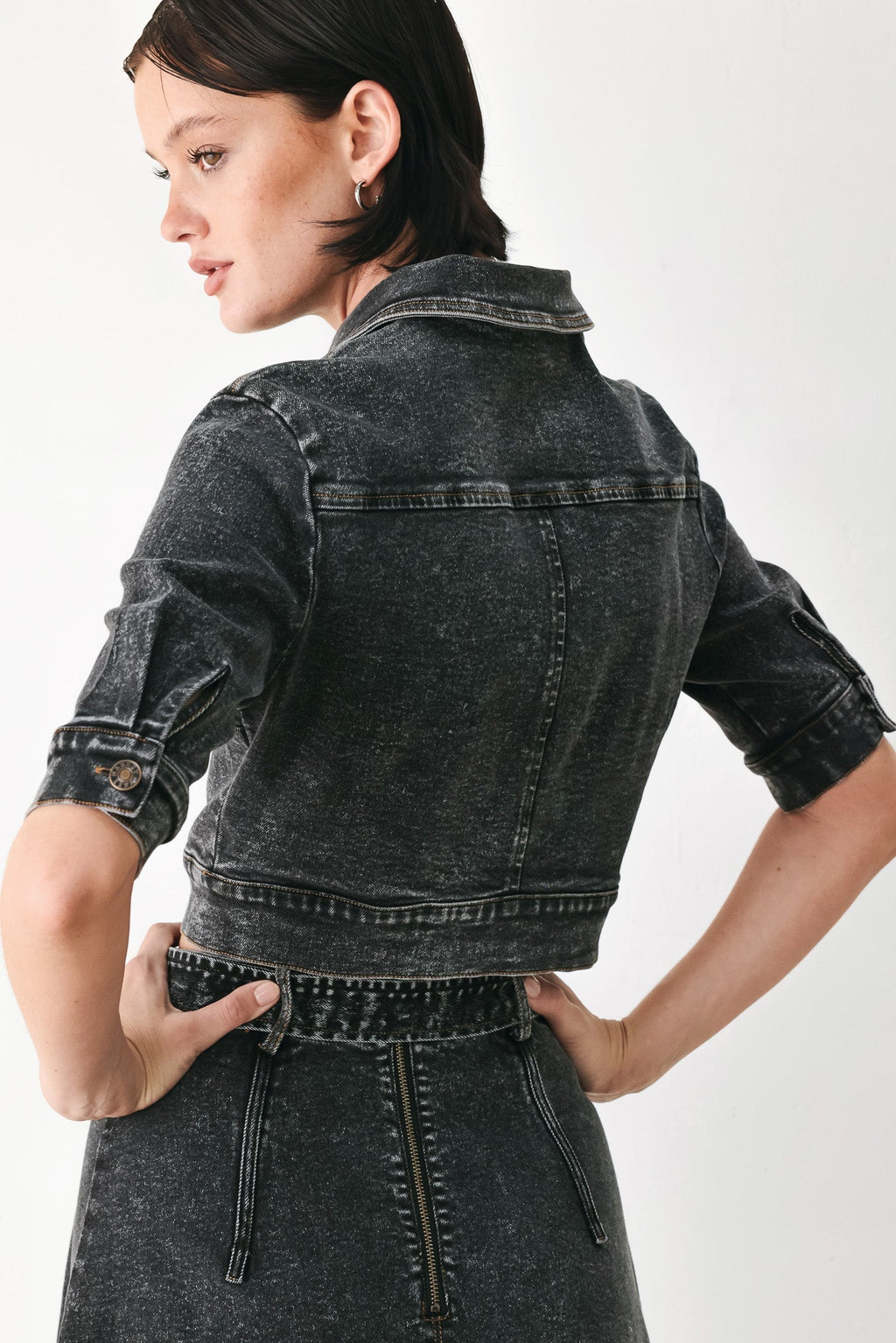 SHADOW STITCH ROMANCE DENIM CROP JACKET Flying Tomato