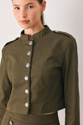 OLIVE CADET WOVEN CROP JACKET Flying Tomato