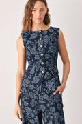 MIDNIGHT ROSE JACQUARD DENIM VEST Flying Tomato
