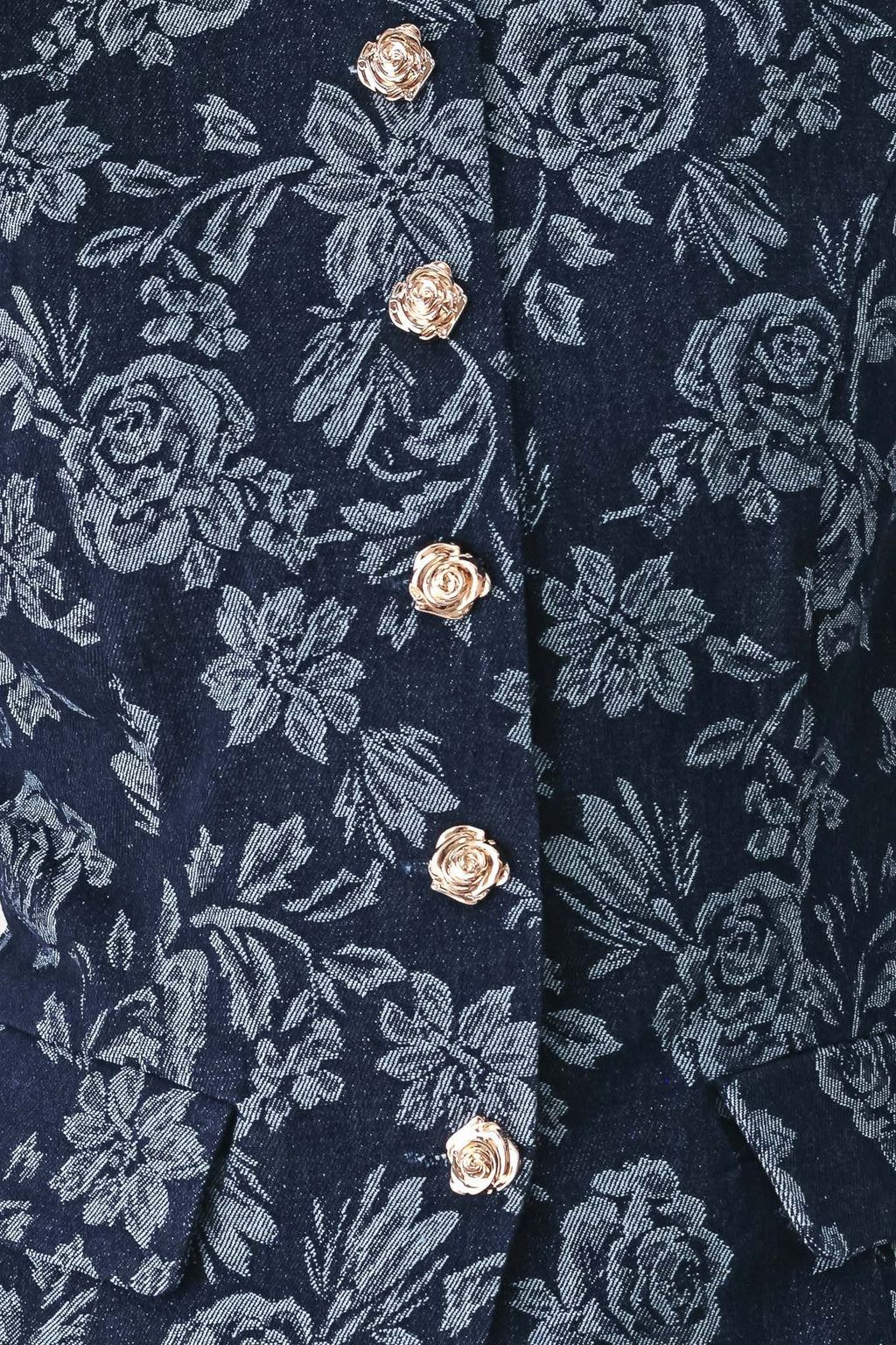 MIDNIGHT ROSE JACQUARD DENIM VEST Flying Tomato