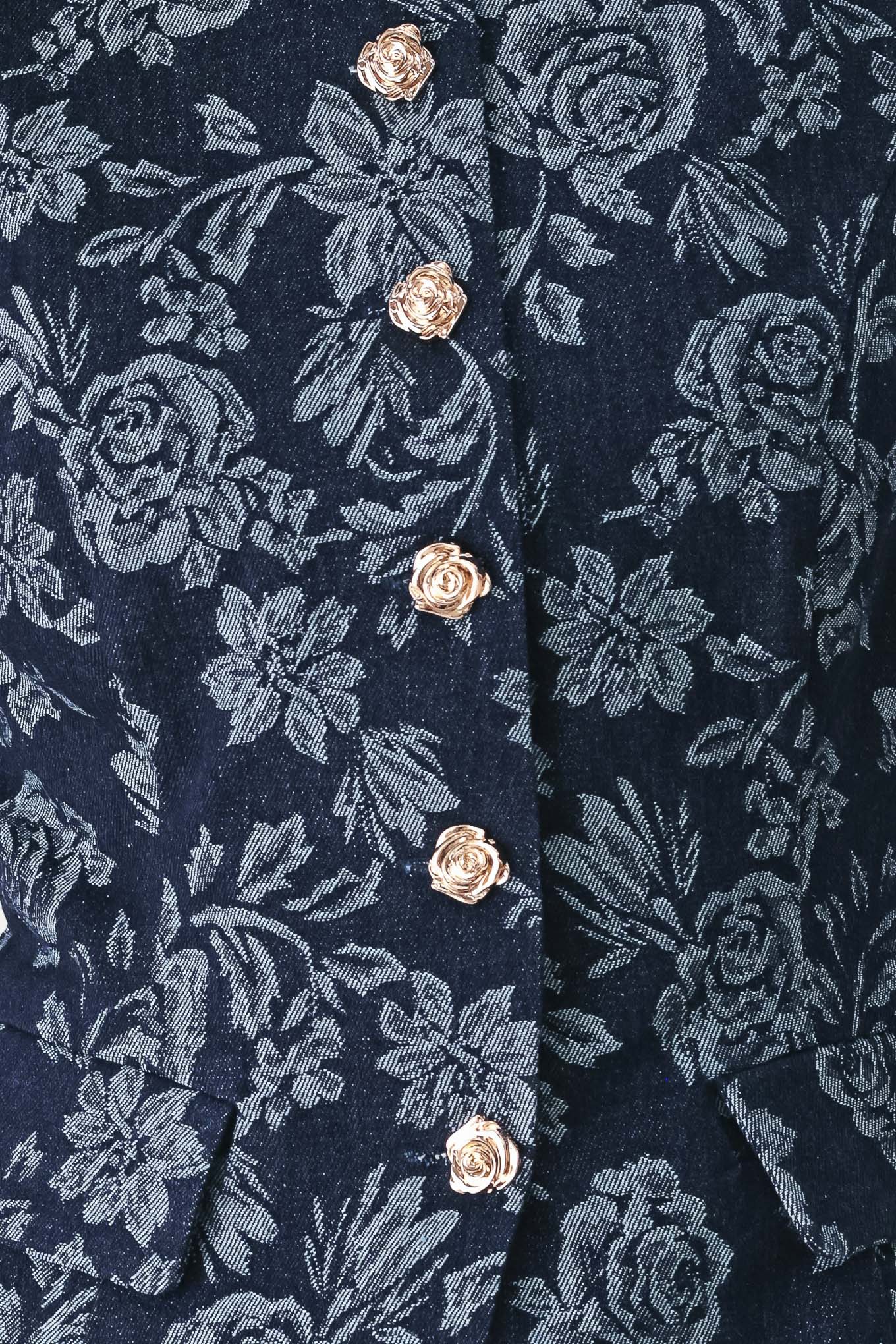 MIDNIGHT ROSE JACQUARD DENIM VEST Flying Tomato