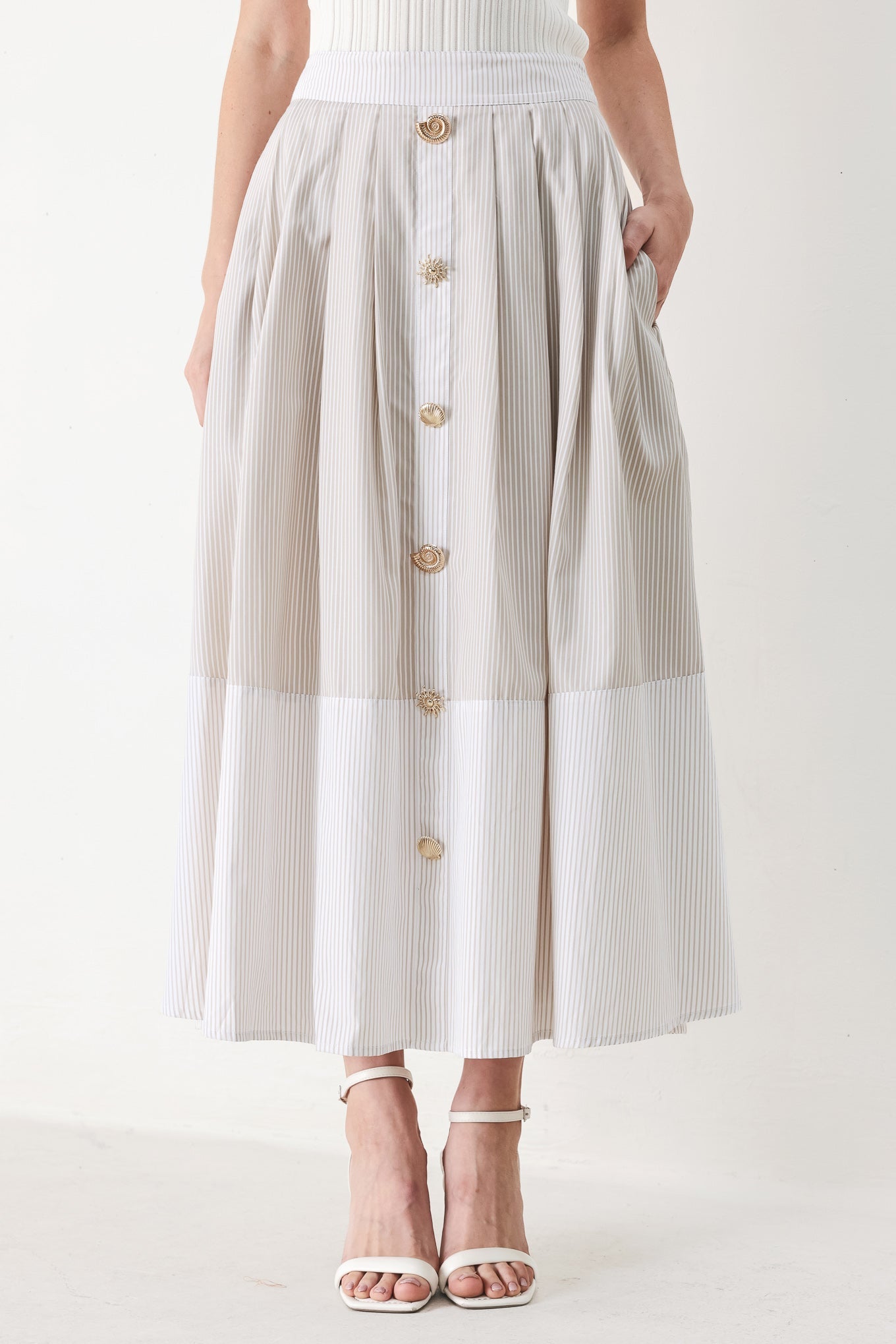 COASTAL LIGHT WOVEN MIDI SKIRT Flying Tomato