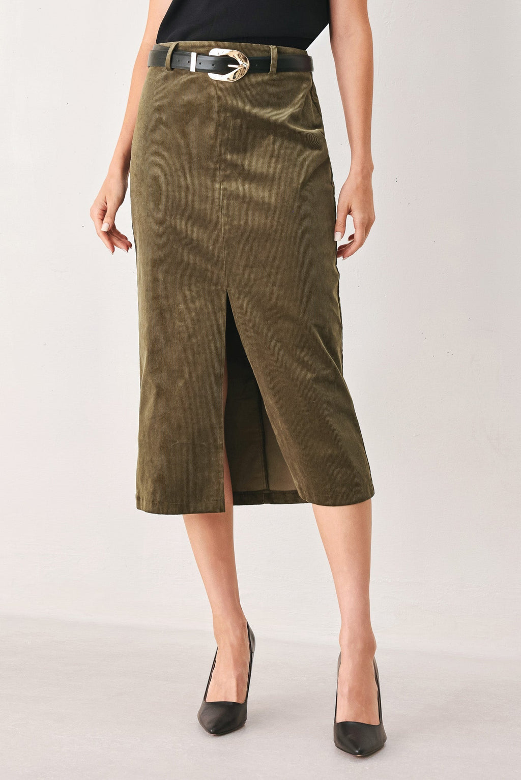 FERNWOOD BUCKLE-BELT MIDI SKIRT Flying Tomato