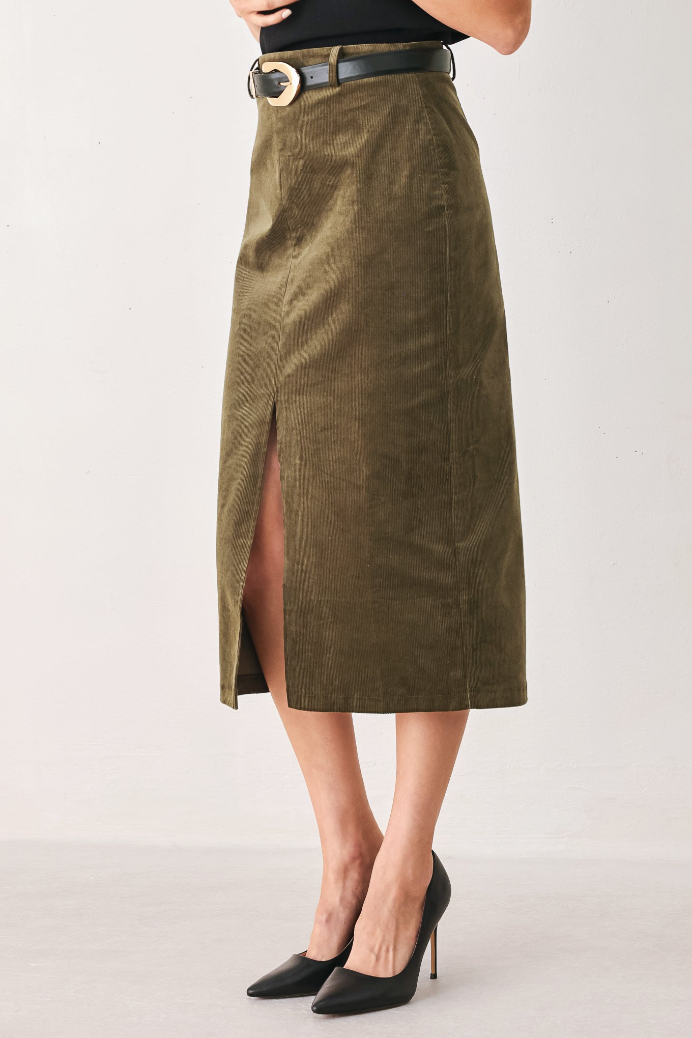 FERNWOOD BUCKLE-BELT MIDI SKIRT Flying Tomato