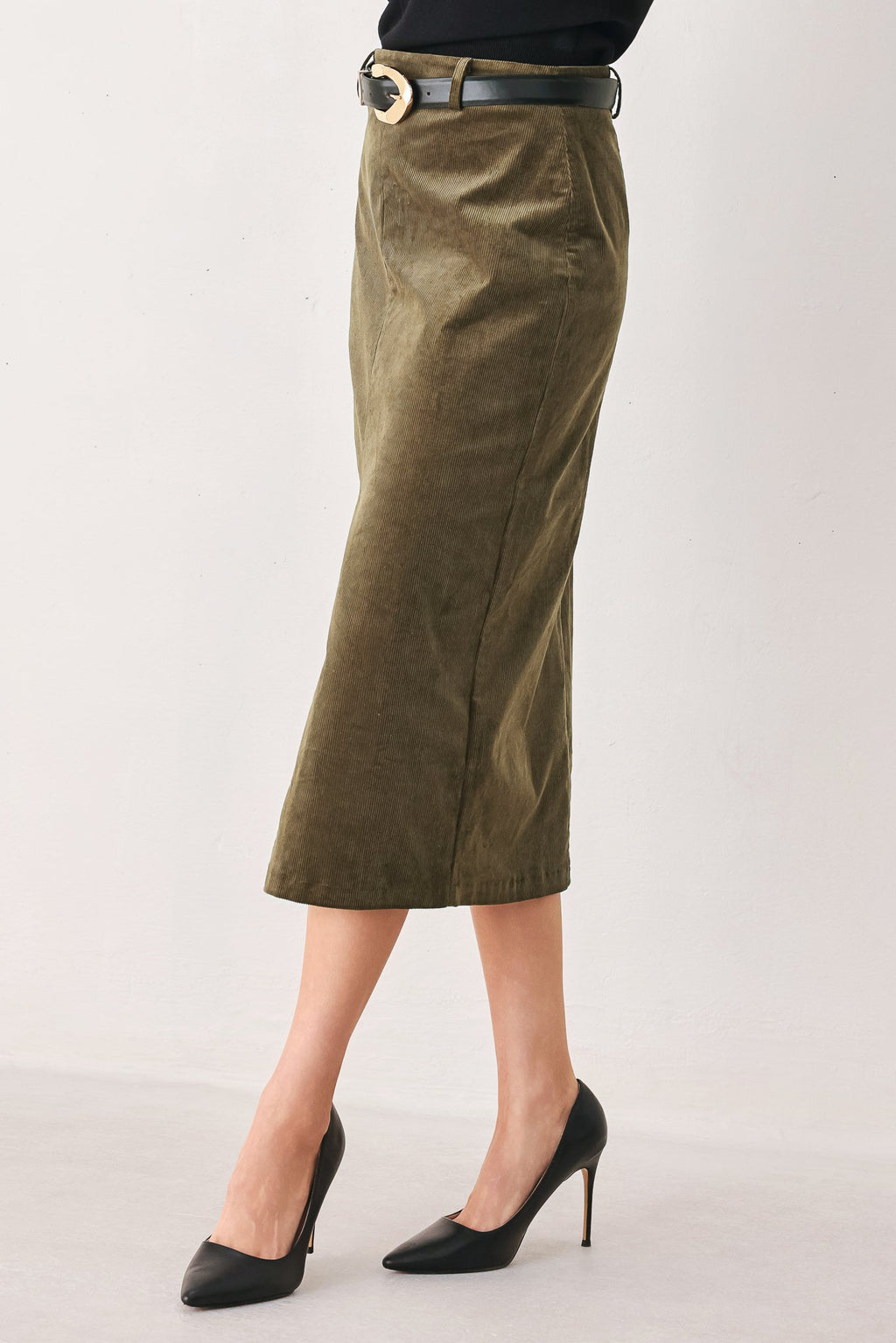 FERNWOOD BUCKLE-BELT MIDI SKIRT Flying Tomato