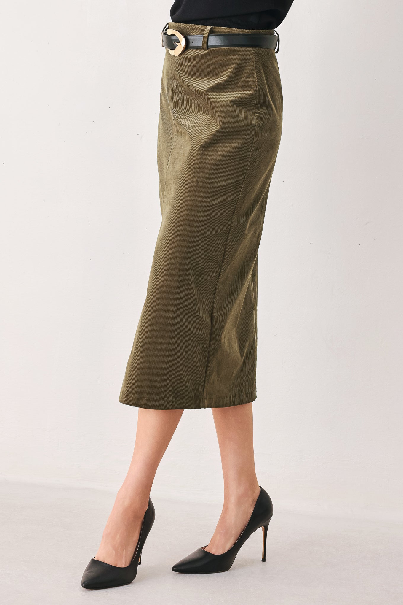 FERNWOOD BUCKLE-BELT MIDI SKIRT Flying Tomato