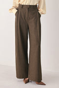 BISTRO BROWN WOVEN WIDE LEG PANT Flying Tomato
