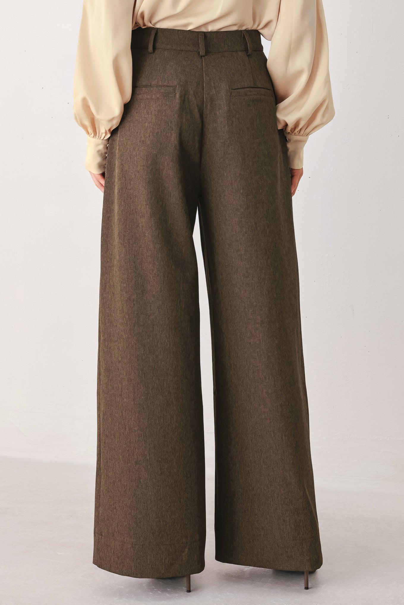BISTRO BROWN WOVEN WIDE LEG PANT Flying Tomato