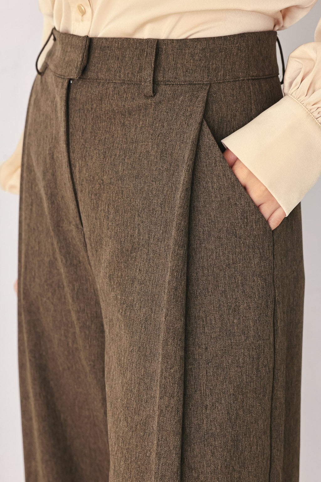 BISTRO BROWN WOVEN WIDE LEG PANT Flying Tomato