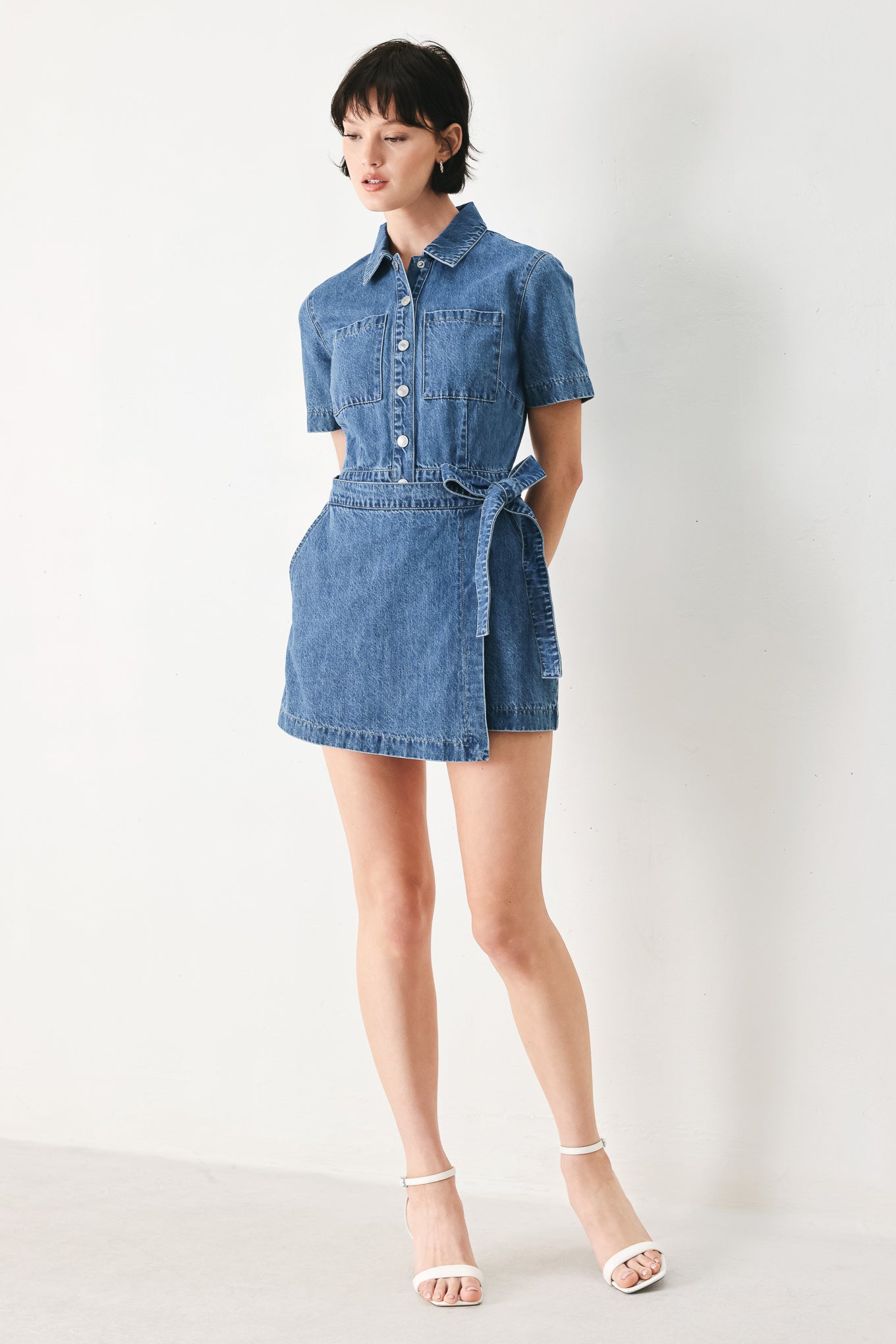 DAILY ROMANCE DENIM SKORT ROMPER Flying Tomato