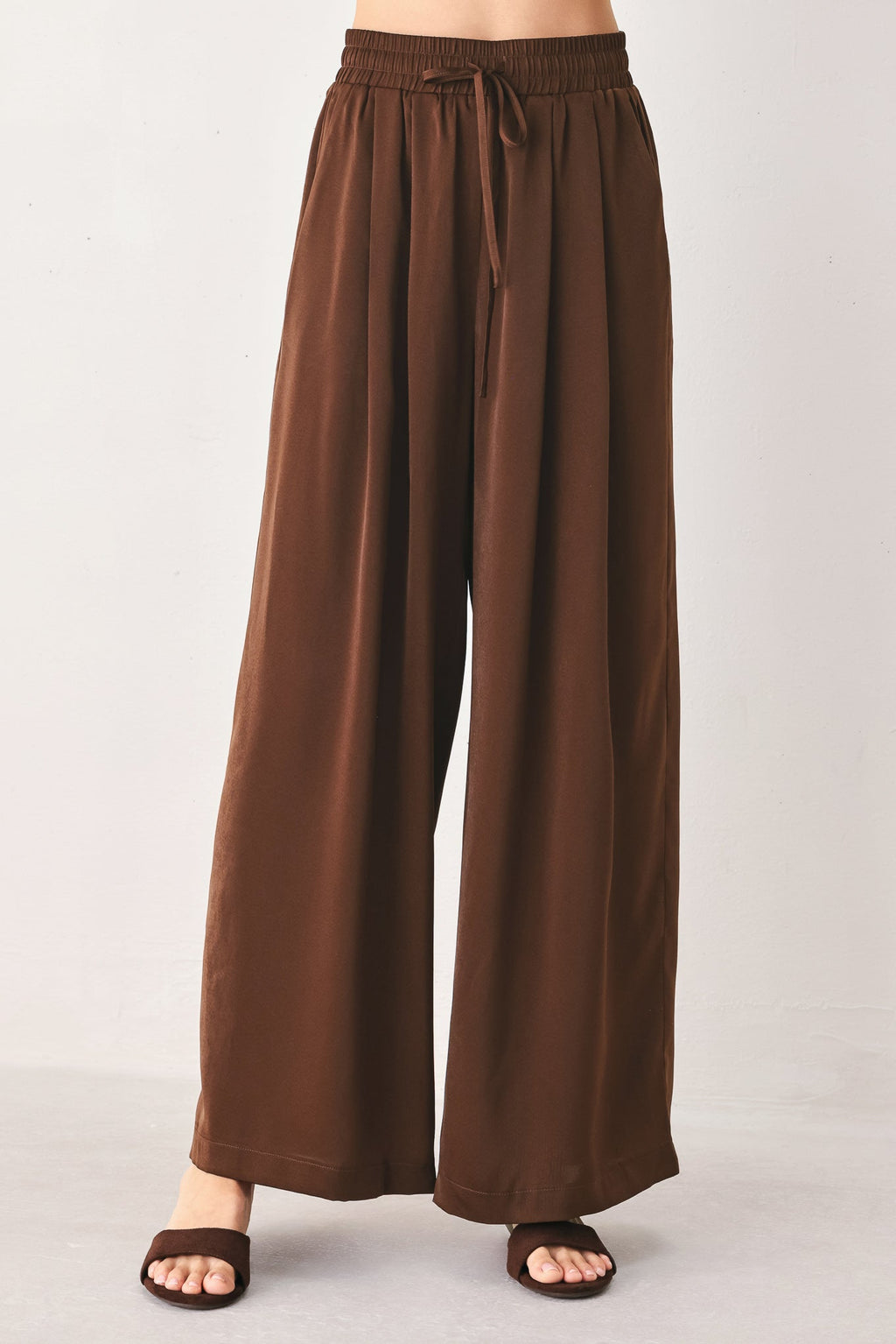 CANYON BROWN ELASTIC WAIST WOVEN PANTS Flying Tomato