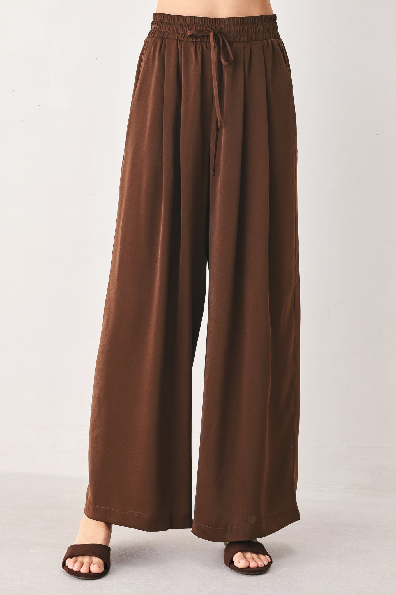 CANYON BROWN ELASTIC WAIST WOVEN PANTS Flying Tomato