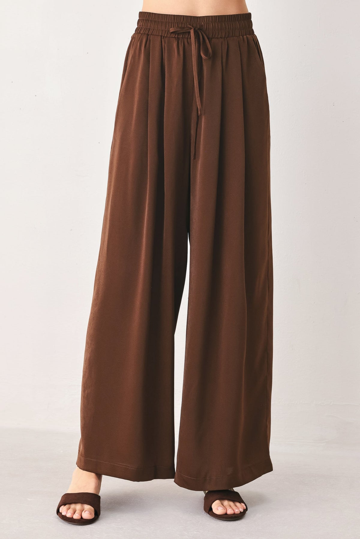 CANYON BROWN ELASTIC WAIST WOVEN PANTS Flying Tomato