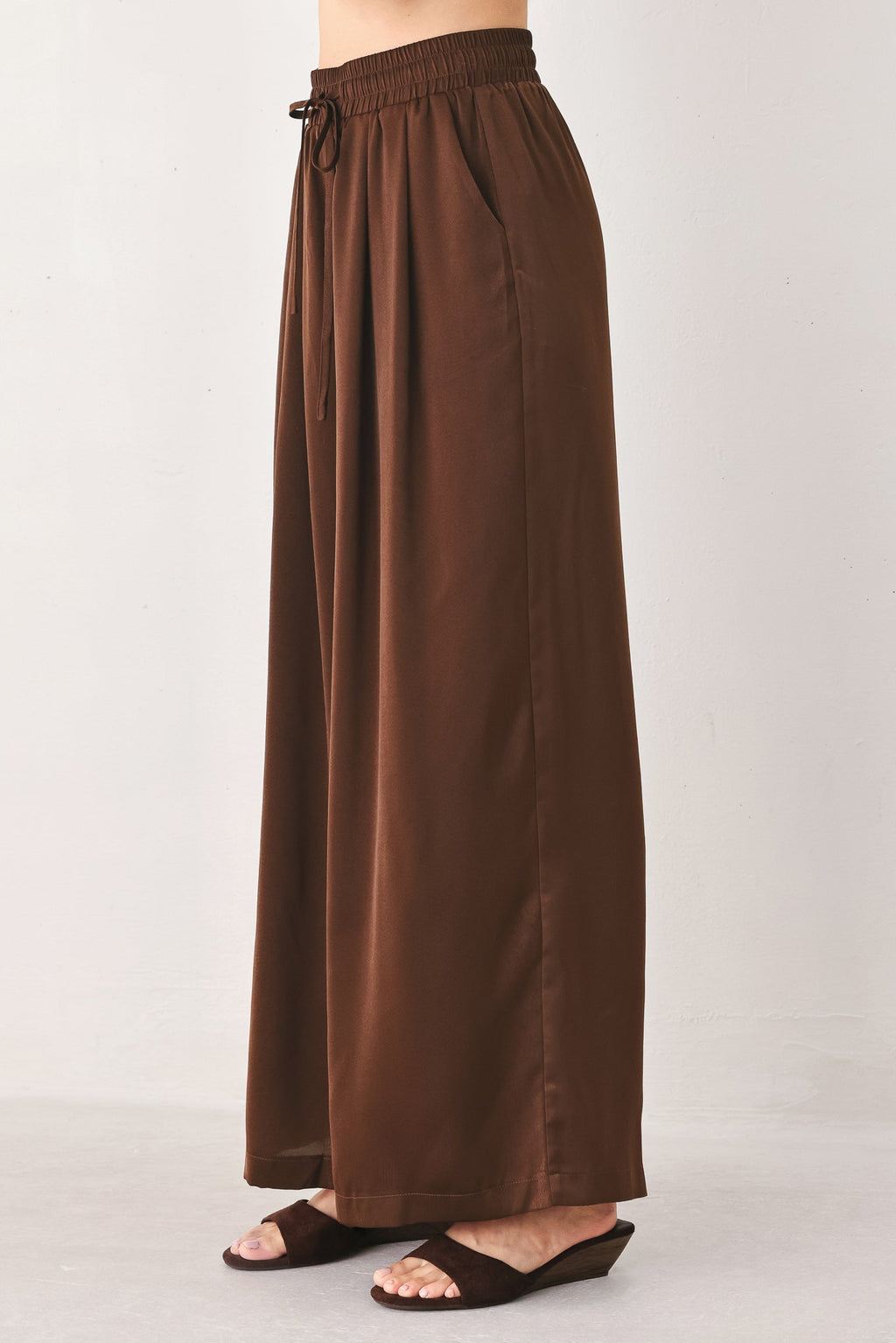 CANYON BROWN ELASTIC WAIST WOVEN PANTS Flying Tomato