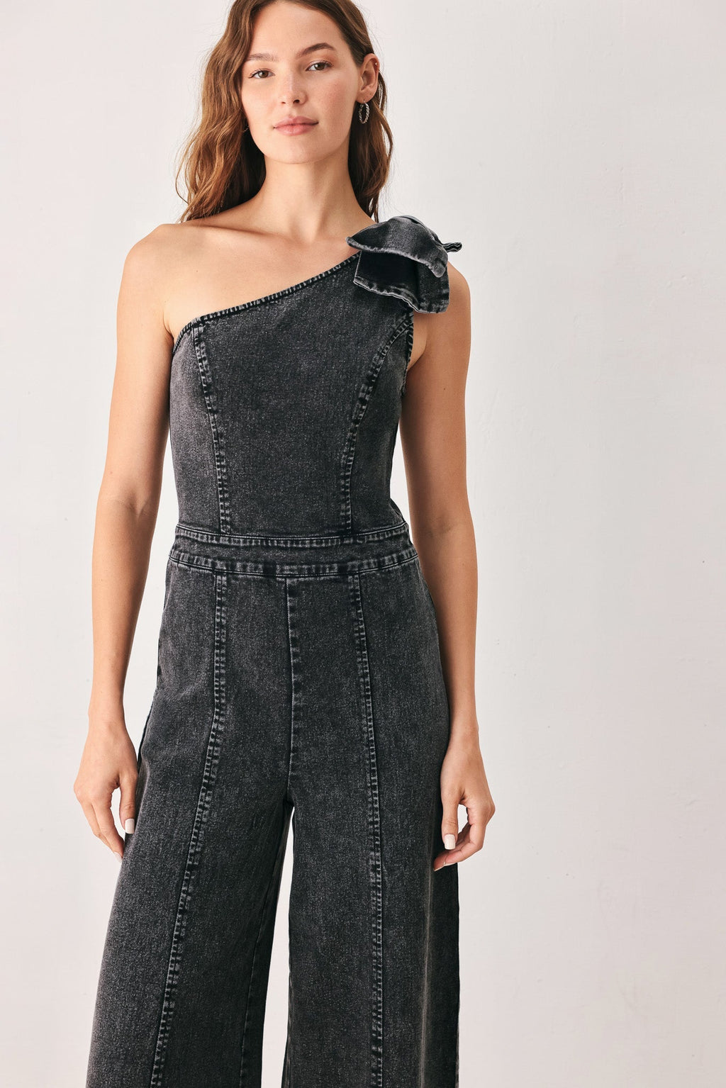 GRAPHITE PETAL EDGE DENIM JUMPSUIT Flying Tomato